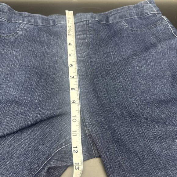 Soft Surroundings Women’s Dark Wash Blue Pull On Denim Crop Jeans Sz M Stretch - Picture 10 of 10